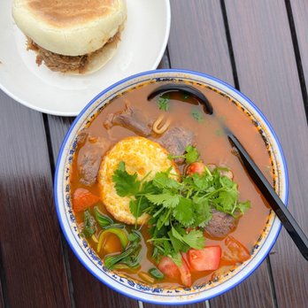 Northern Cafe - F5. Tomato Beef Noodle Soup with Pan Fried Egg, C4. Chinese Pork Sandwich - Chinese Near Me - Irvine, California
