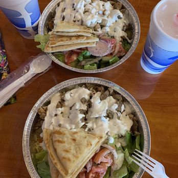 Grape Leaf Express -Tampa - Party of two with Tropicana Lemonade and MEAT-N-RICE  DEELIOUS and not pricey at all - Lebanese Near Me - Tampa, Florida