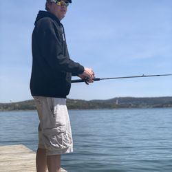 Happy Hollow Resort - Hubby fishing