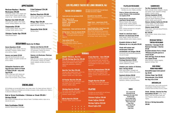 Menu photo 1 Tex Mex Restaurant Long Branch, NJ