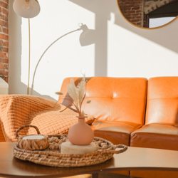 Enger Lofts Hotel, Shops & Apartments - Each hotel unit has a living room area with a smart TV and free and fast wifi.