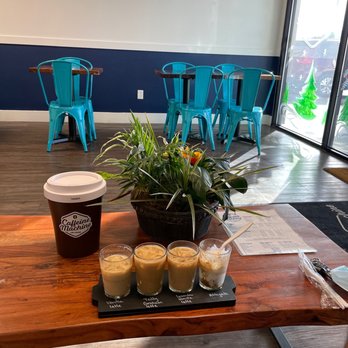 Caffeine Machine - Enjoying latte flight in comfy dining area - Coffee & Tea Near Me - Las Vegas, Nevada Caffeine Machine - Enjoying latte flight in comfy dining area - Coffee & Tea Near Me - Las Vegas, Nevada