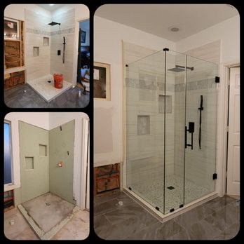 Rebecca Creek Impressions - Before and after. Working around bathroom remodel. - Glass & Mirrors Near Me Rebecca Creek Impressions - Before and after. Working around bathroom remodel. - Glass & Mirrors Near Me