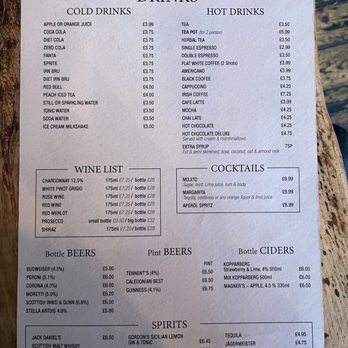 Dunedin Bistro Kitchen - Drink menu - Cafes Near Me - Edinburgh, EDH Dunedin Bistro Kitchen - Drink menu - Cafes Near Me - Edinburgh, EDH