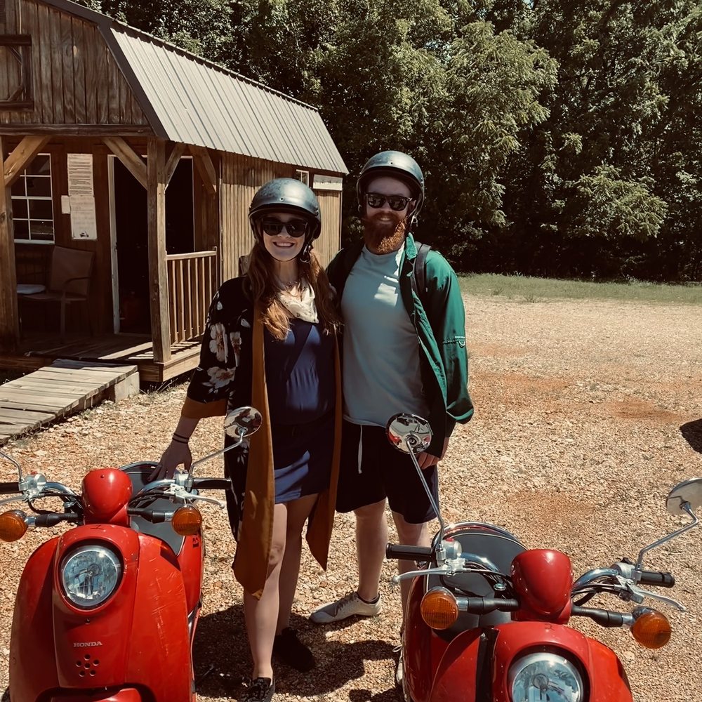 Black Jack Adventure - Getting our scooters from shadow - Motorcycle Rental Near Me - Eureka Springs, Arkansas Black Jack Adventure - Getting our scooters from shadow - Motorcycle Rental Near Me - Eureka Springs, Arkansas