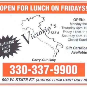 Victorio's Pizza Shop - Pizza Near Me - Alliance, Ohio
