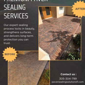 Paver Sealing Solutions - Another amazing transformation by Paver Sealing Solutions! 
Our professional cleaning and sealing process restores faded, stained pavers. - Pressure Washers Near Me - Lutz, Florida