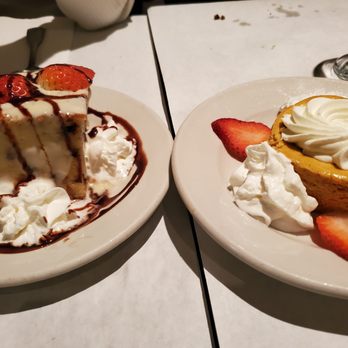 Blue Point Grill - Bread Pudding on the left. Pumpkin cheesecake on the right. - Seafood Near Me - Princeton, New Jersey Blue Point Grill - Bread Pudding on the left. Pumpkin cheesecake on the right. - Seafood Near Me - Princeton, New Jersey