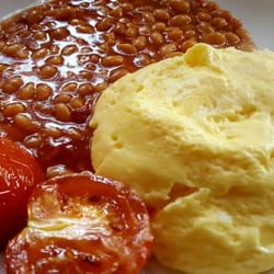 Continental Cafe - Eggs,  beans,  and tomatoes