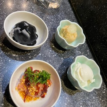 Sushi Murayama - 4 different types of Ice-cream. Black sesame, yuzu, whiskey, and guava - Sushi Bars Near Me - Honolulu, Hawaii