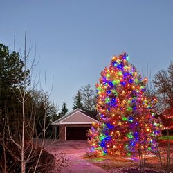 Holiday Exteriors - Multi colored C9 lights installed in Cherry Hills, Colorado