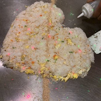 Shogun Restaurant - The chef made this heart out of rice for the group table. - Teppanyaki Near Me - Rancho Cucamonga, California