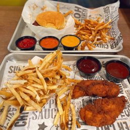 Chicken Tenders, Nashville Hot Chicken Sandwich, Cajun Fries & Salt Fries Chicken Tenders, Nashville Hot Chicken Sandwich, Cajun Fries & Salt Fries