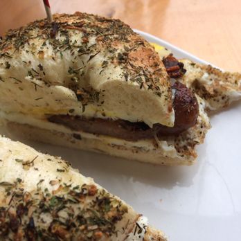 The Bakery - Sausage egg and cheese on an herbs and cheese bagel. - Bakeries Near Me - Rutland, Vermont The Bakery - Sausage egg and cheese on an herbs and cheese bagel. - Bakeries Near Me - Rutland, Vermont