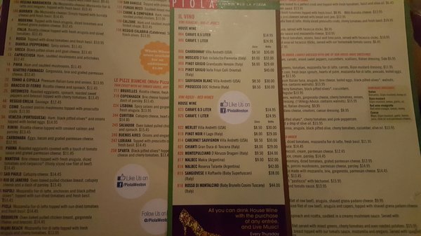 Menu photo 4 Piola - Weston Weston, FL