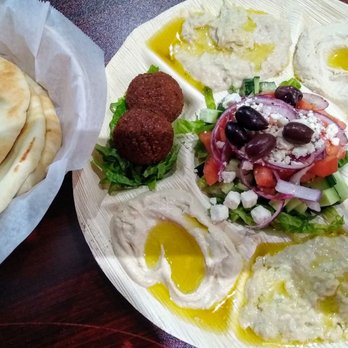 VIP Mediterranean Restaurant and Hookah Lounge - House Mix appetizer. Hummus, baba ghannouj, falafel, and Greek salad. - Hookah Bars Near Me - Cold Spring, Kentucky