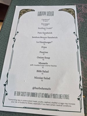 Menu photo 3 Bar Boheme Las Vegas, NV