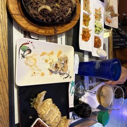 a variety of food items on a table