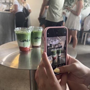 CaPhein  Coffee - strawberry matcha and matcha latte with earl grey syrup - Coffee & Tea Near Me - Austin, Texas