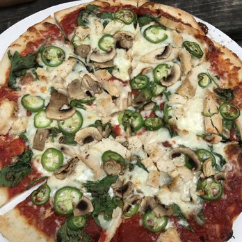 Miguel's Pizza - Chicken, spinach, mushroom, jalapeño - Pizza Near Me - Slade, Kentucky Miguel's Pizza - Chicken, spinach, mushroom, jalapeño - Pizza Near Me - Slade, Kentucky