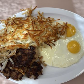 Carla's Cafe - Mild sausage patty and egg Breakfast came with choice of toasts or Biscuits and Gravy - Diners Near Me - Bakersfield, California