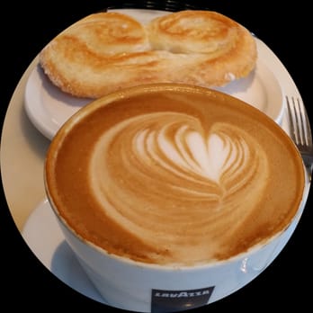 Duc de Lorraine - Cafe latte with a palmier = perfect match for an afternoon snack. - French Near Me - Montreal, Quebec
