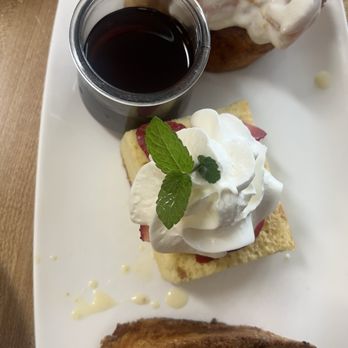 The Corner - The trio : Peaches and cream French toast , apple and cinnamon French toast and strawberries and cream cake! - Breakfast & Brunch Near Me - Milford, Connecticut