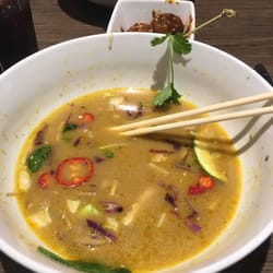 Noodles and Company - Thai Hot Pot soup and Korean BBQ meatballs with Gochujang sauce