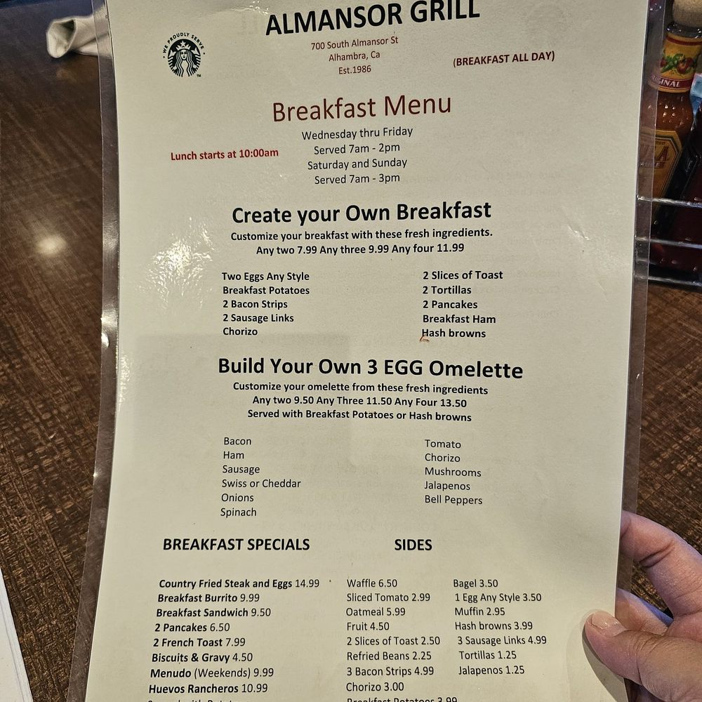 Almansor Grill - Menu - American Near Me - Alhambra, California