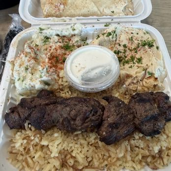 Wow Kabab - The single beef kebab entrée plate - Mediterranean Near Me - Rancho Cucamonga, California