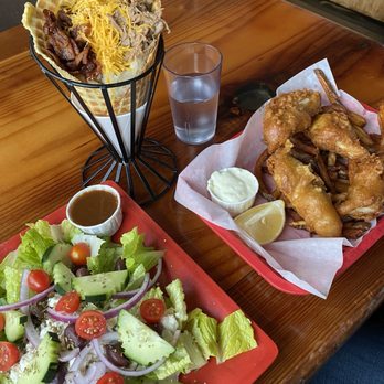 The Lighthouse Grill - Savory brisket cone, Greek salad, fish and chips. - American Near Me - Trinidad, California
