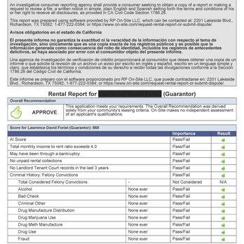 Open House Texas Property Management - Guarantor #1 showing approved for the required 4x rent by guarantor. - Property Management Near Me - Dallas, Texas