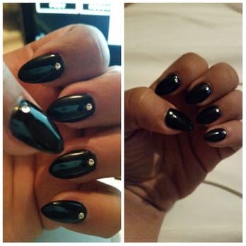 Angel Nail Spa - Black Stilleto nails with diamonds! - Nail Salons Near Me - Paso Robles, California