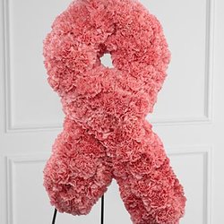 Flowers For You RTP - Pink Carnation Cancer Wreath Stand $175.00
