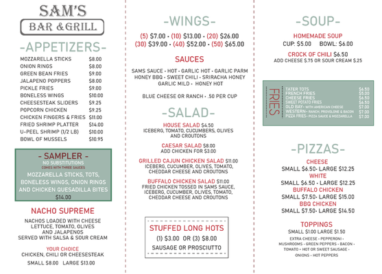 Menu photo 2 Sam's Bar & Grille Blackwood, NJ Menu photo 2 Sam's Bar & Grille Blackwood, NJ