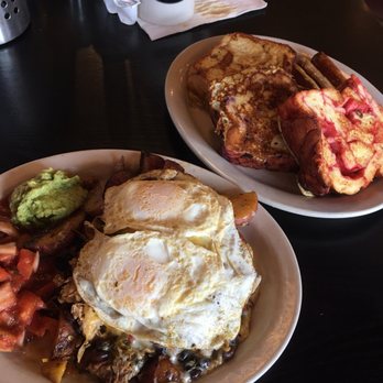 Fat Nats Eggs - Huevos Racheros Carnitas (bottom) and Sammy's Triple Fruit Fritter French Toast (right) - Breakfast & Brunch Near Me - New Hope, Minnesota Fat Nats Eggs - Huevos Racheros Carnitas (bottom) and Sammy's Triple Fruit Fritter French Toast (right) - Breakfast & Brunch Near Me - New Hope, Minnesota