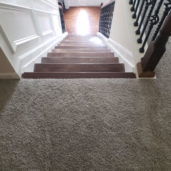 AGE Construction - Nice transition from carpet to stairs. They brought a matching nose to match the stairs. - Flooring Near Me