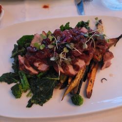 Caffe Tosca - $33 grilled duck breast, roasted carrots, broccoli rabe, cranberry marmalade