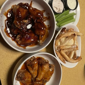 Wings and Rings - Korean and Sweet Thai Chili wings with Garlic Parmesan French fries - Chicken Wings Near Me - North Port, Florida
