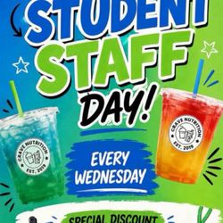 Crave Nutrition - Every Wednesday - Students, Teachers and Staff Discount Day (Show us your ID or Badge)