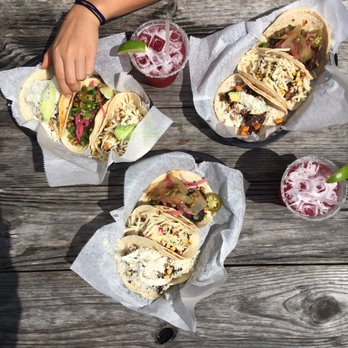 Brazos Tacos - a combination of beautiful tacos and hibiscus drinks on an equally beautiful day! - Breakfast & Brunch Near Me - Charlottesville, Virginia