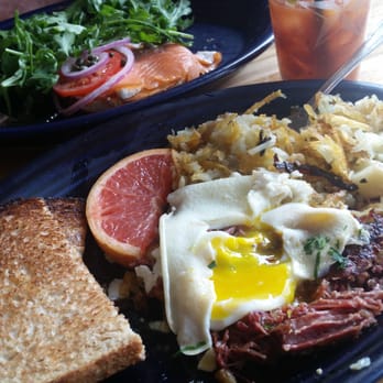 Hot Suppa - Pulled corn beef hash w/ over easy eggs....Delicious! Best Bloodys in town! - Breakfast & Brunch Near Me - Portland, Maine