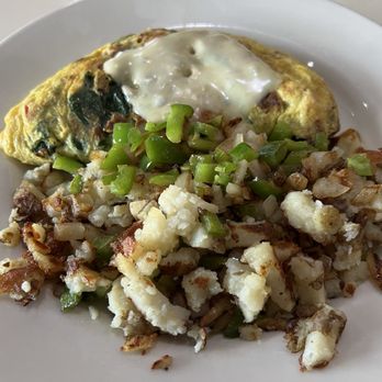 Spring House Restaurant - Florentine Omelette and home fries from their daily special menu. - New American Near Me - Hesperia, California Spring House Restaurant - Florentine Omelette and home fries from their daily special menu. - New American Near Me - Hesperia, California