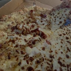 Little Caesar's Pizza - Cheese crazy crust- extra cheese - half old world pepperonis and half pineapple- well done. This doesnt look well done.