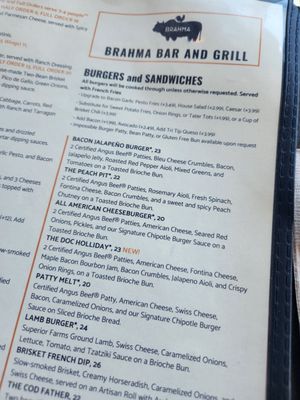 Menu photo 1 Brahma Bar and Grill Fair Oaks, CA