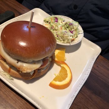 Oakside - Buffalo chicken sandwich with coleslaw - Seafood Near Me - Big Bear Lake, California