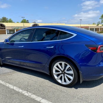YS Window Tinting - Tesla Model 3, Deep Blue Metallic with White interior, 40% front, 20% rear and back window. - Car Window Tinting Near Me - Santa Clara, California YS Window Tinting - Tesla Model 3, Deep Blue Metallic with White interior, 40% front, 20% rear and back window. - Car Window Tinting Near Me - Santa Clara, California