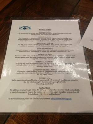 Menu photo 8 Cannery Brewing Penticton, BC