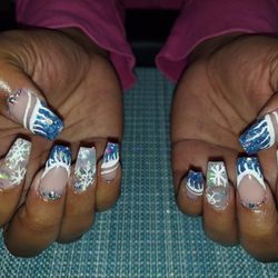 Brigdette Nails and Spa - Acrylic nails, Christmas nail art design, rhinestones