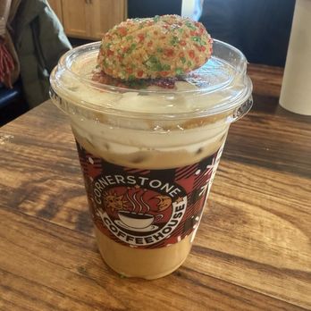 Cornerstone Coffeehouse - Sugar cookie latte with cookie - Coffee & Tea Near Me - Camp Hill, Pennsylvania